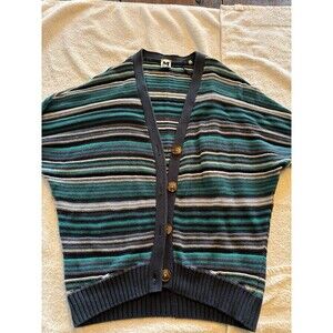 Vintage Missoni Italy 46 Women's Multicolor Stripe Knit Batwing Cardigan Rare